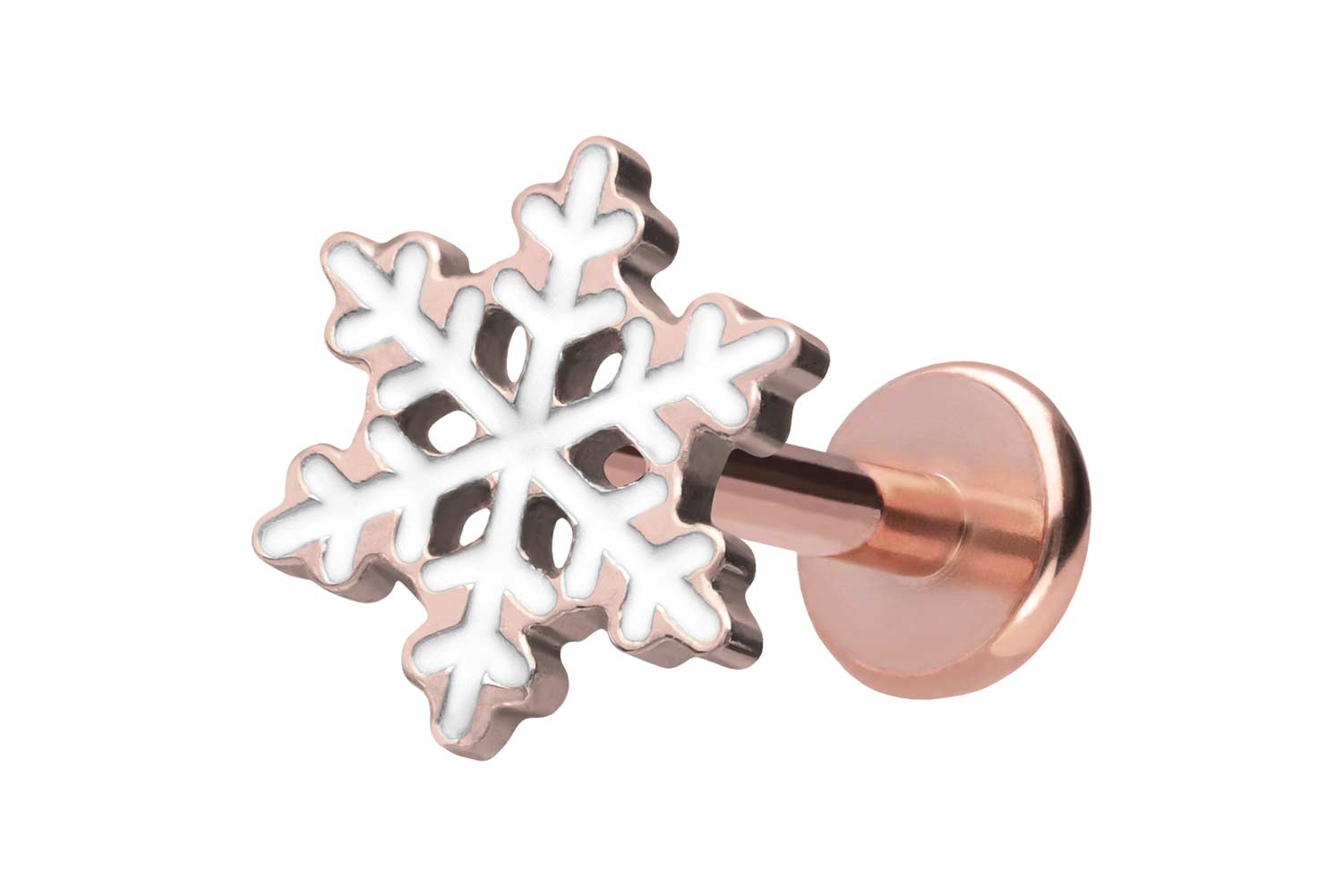 Titan Labret Piercing mit Push Fit SCHNEEFLOCKE